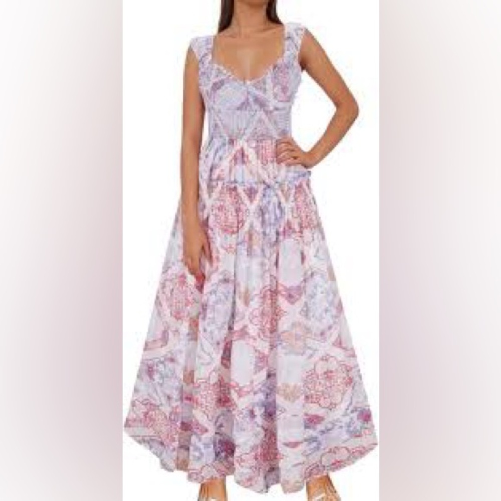 SHEIN BOHO Floral Sleeveless Ruffle amazing Dress Purple Pink Size Small